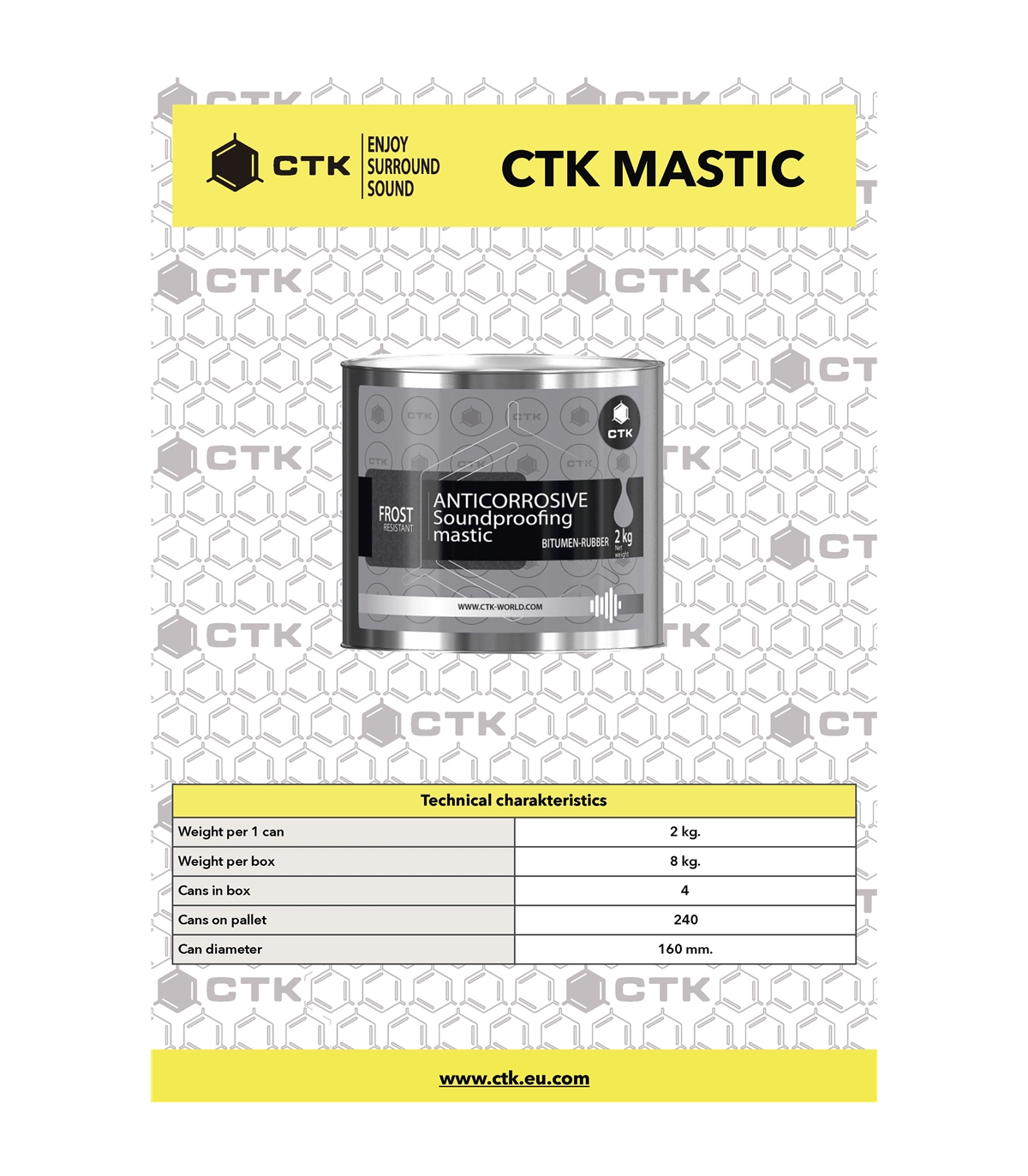 CTK Anticorrosive Soundproofing Mastic 2kg - Acessórios Instalação  Isolamento Acústico
