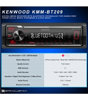KMM-BT209  Kenwood Radio USB/ Bluetooth - KMMBT209