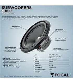 Focal Sub 12 - Subwoofer 12" - 1818SUB12