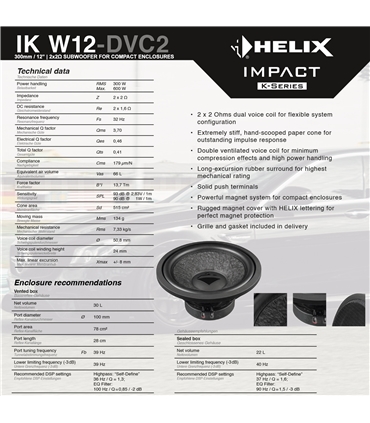 HELIX IK W12 DVC2 - Dupla bobine 2ohm #4 - IKW12DVC2