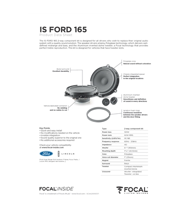 FOCAL KIT IS FORD 165 #2 - 1818ISFORD165