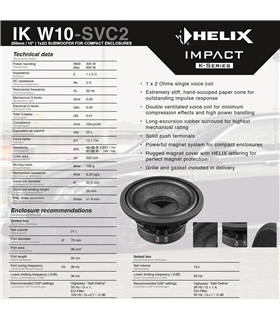 HELIX IK W10 SVC2 - Subwoofer de bobine simples 1x2ohm #4 - IKW10SVC2