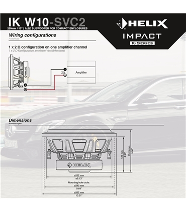 HELIX IK W10 SVC2 - Subwoofer de bobine simples 1x2ohm #1 - IKW10SVC2