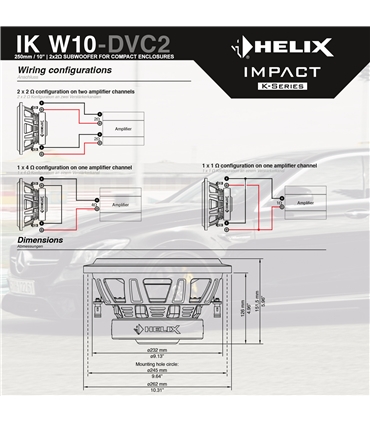 HELIX IK W10 DVC2 - Subwoofer de dupla bobine 2x2ohm #1 - IKW10DVC2