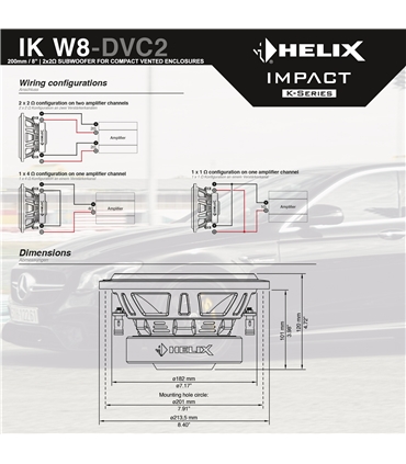 HELIX IK W8 DVC2 - Subwoofer de dupla bobine 2x2ohm #1 - IKW8DVC2