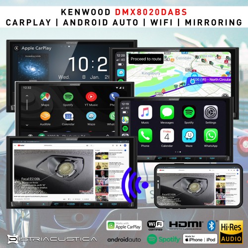 Carplay Android Auto Wifi mirroring Kenwood DMX8020dabs