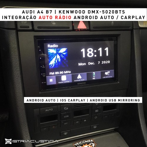 Audi A4 Android Auto Carplay colunas Focal